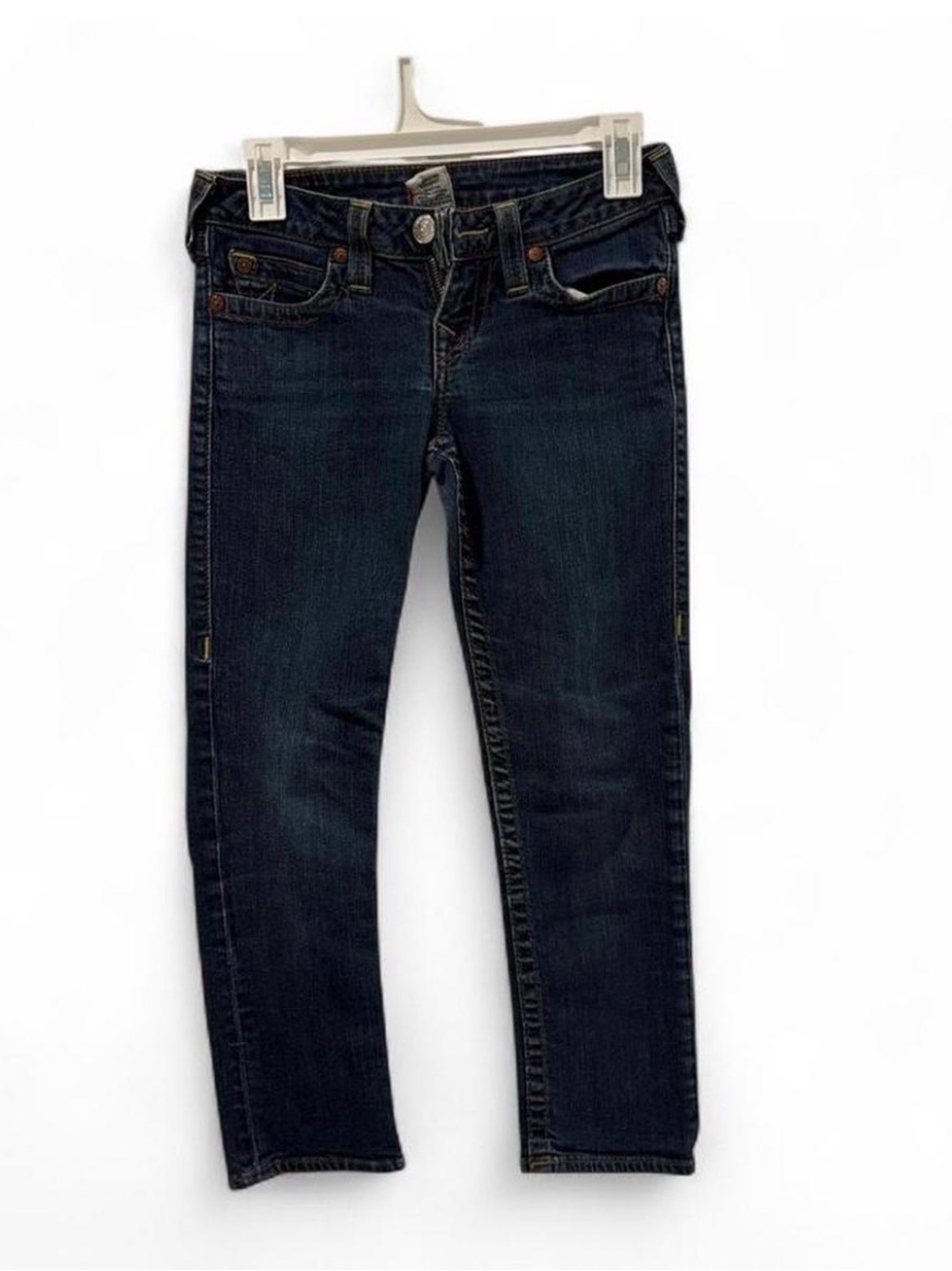 True Religion Women's Dark Blue Slim Cropped Jeans
